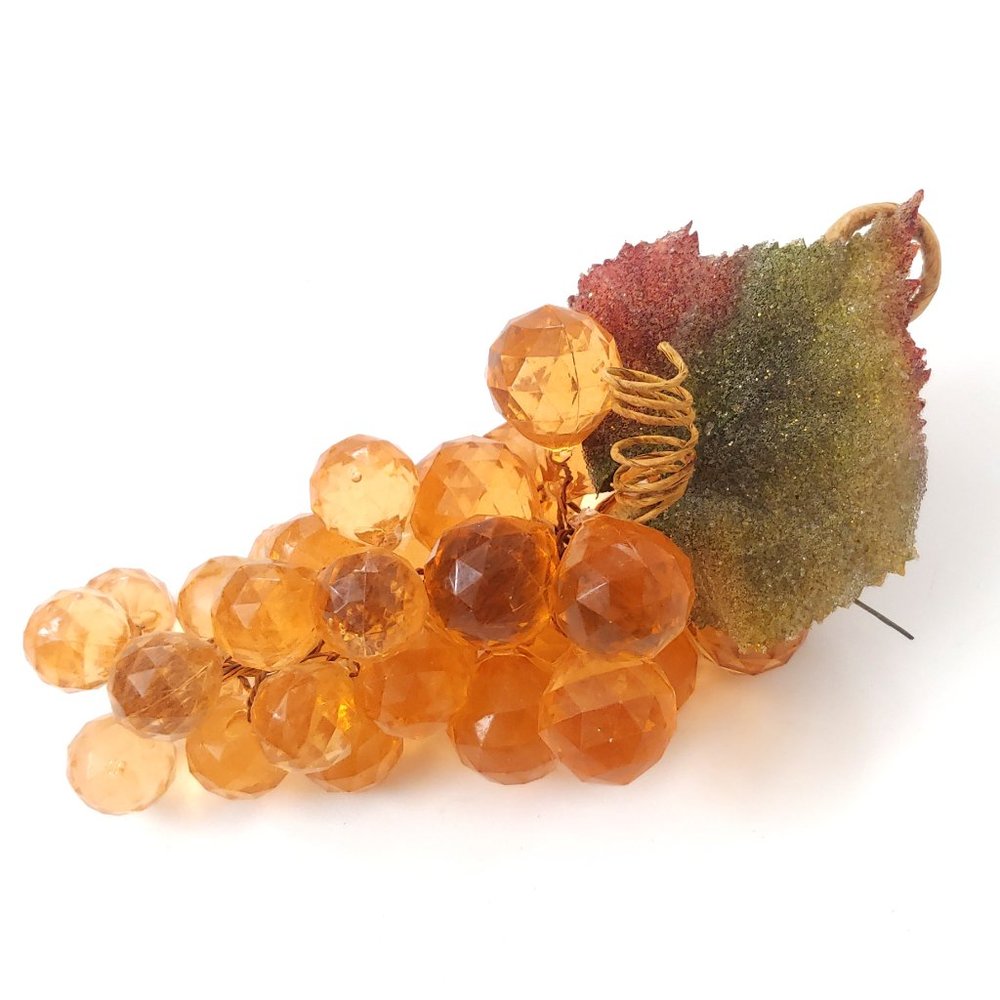 Vintage Amber Plastic Acrylic MCM Midcentury Retro Grapes